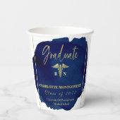 Blue Abstract Nurse Medical Caduceus Afstuderen Papieren Bekers (Achterkant)