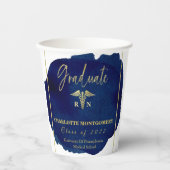 Blue Abstract Nurse Medical Caduceus Afstuderen Papieren Bekers (Voorkant)