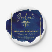 Blue Abstract Nurse Medical Caduceus Afstuderen Papieren Bordje (Voorkant)