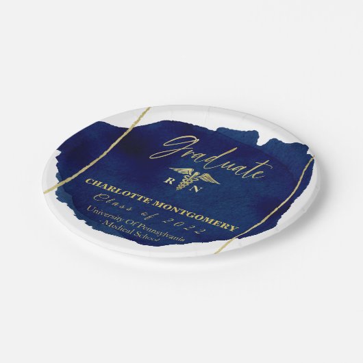 Blue Abstract Nurse Medical Caduceus Afstuderen Papieren Bordje (Gekanteld)