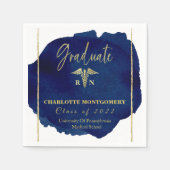 Blue Abstract Nurse Medical Caduceus Afstuderen Servet (Voorkant)