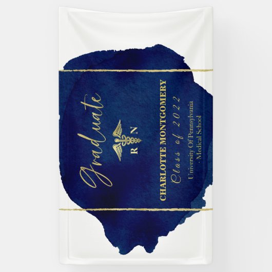 Blue Abstract Nurse Medical Caduceus Afstuderen Spandoek (Verticaal)