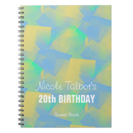 Blue Abstract pastel 20th Birthday Guest Book 3 Notitieboek