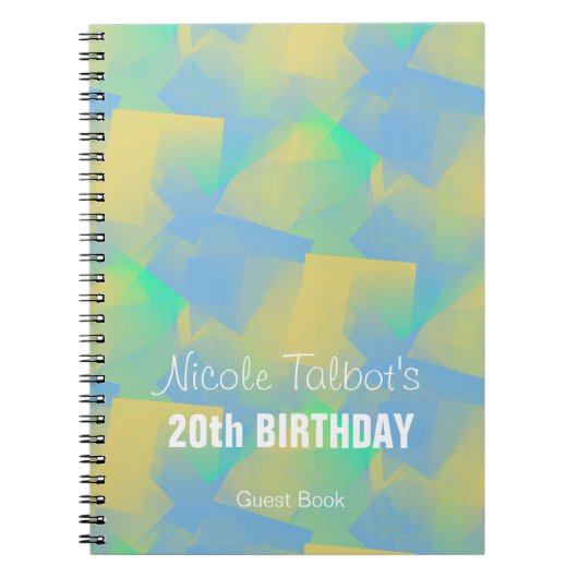 Blue Abstract pastel 20th Birthday Guest Book 3 Notitieboek (Voorkant)