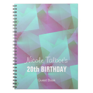 Blue Abstract pastel 20th Birthday Guest Book 4 Notitieboek