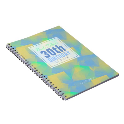 Blue Abstract pastel 30th Birthday Guest Book 3a Notitieboek (Rechterzijde)