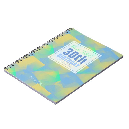 Blue Abstract pastel 30th Birthday Guest Book 3a Notitieboek (Linkerzijde)