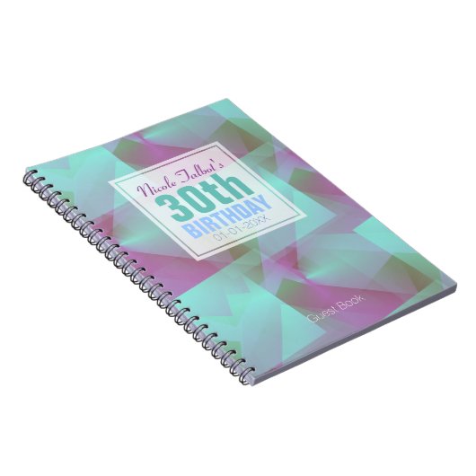 Blue Abstract pastel 30th Birthday Guest Book 4a Notitieboek (Rechterzijde)