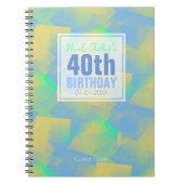 Blue Abstract pastel 40th Birthday Guest Book 3a Notitieboek (Voorkant)