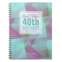 Blue Abstract pastel 40th Birthday Guest Book 4a Notitieboek