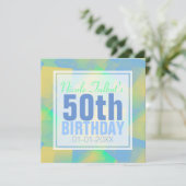 Blue Abstract pastel 50th Birthday Square Inv Kaart (Staand voorkant)