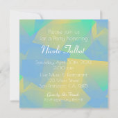 Blue Abstract pastel 50th Birthday Square Inv Kaart (Achterkant)