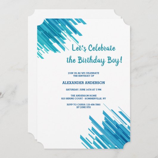 Blue Abstract Pattern Invitation Kaart (Voorkant / Achterkant)