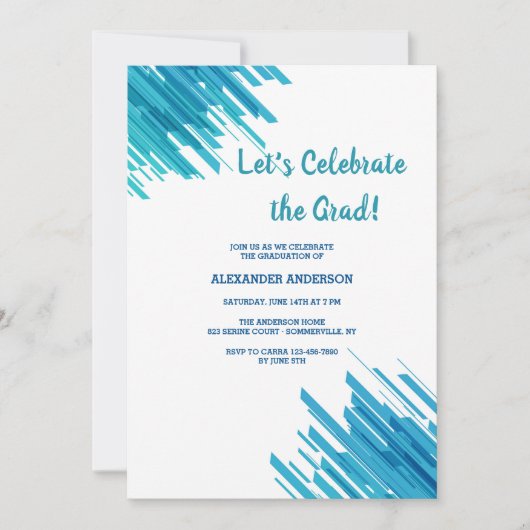 Blue Abstract Pattern Invitation Kaart (Voorkant)