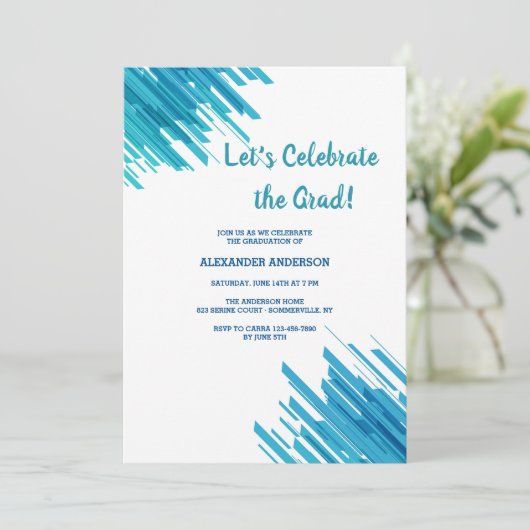 Blue Abstract Pattern Invitation Kaart (Staand voorkant)