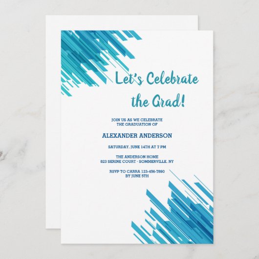 Blue Abstract Pattern Invitation Kaart (Voorkant / Achterkant)