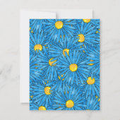 Blue Abstract Pen en Waterverf Aster Patroon Kaart (Achterkant)