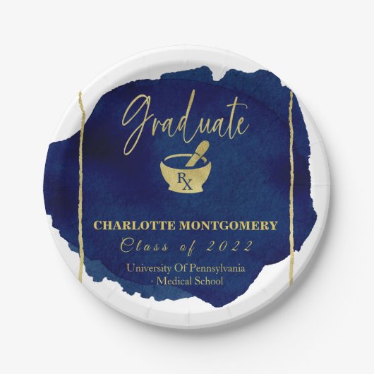 Blue Abstract Pharmacy School Afstuderen Papieren Bordje (Voorkant)