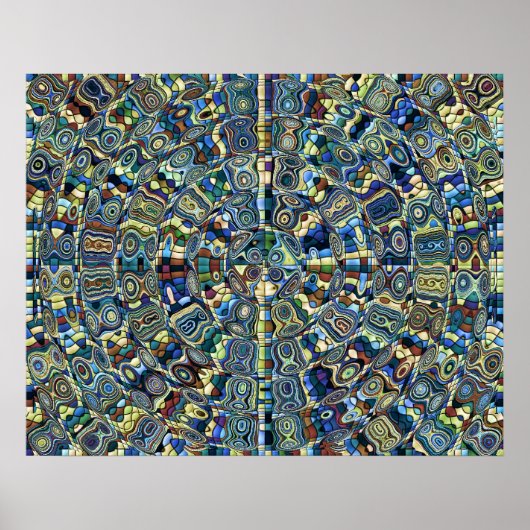 Blue Abstract Pond Poster (Voorkant)