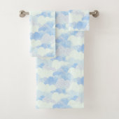 Blue Abstract Rain Cloud Sky Pattered Bad Handdoek (Insitu)