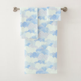 Blue Abstract Rain Cloud Sky Pattered Bad Handdoek