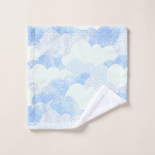 Blue Abstract Rain Cloud Sky Pattered Bad Handdoek (Wasdoekje)