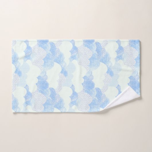 Blue Abstract Rain Cloud Sky Pattered Bad Handdoek (Handdoek)