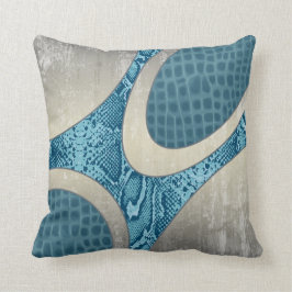 Blue Abstract Snakeskin Croc Pillow Kussen
