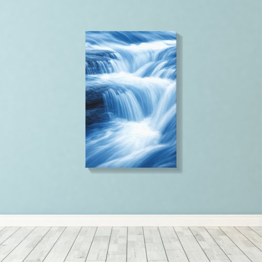 Blue Abstract Waterval Flow Canvas Afdruk (Insitu (Houten vloer))