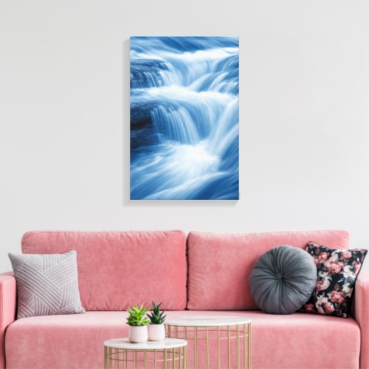 Blue Abstract Waterval Flow Canvas Afdruk (Insitu (Woonkamer))