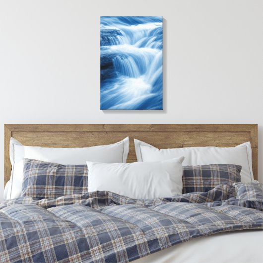 Blue Abstract Waterval Flow Canvas Afdruk (Insitu (Slaapkamer))
