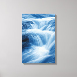 Blue Abstract Waterval Flow Canvas Afdruk