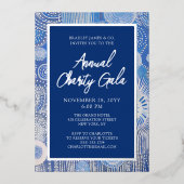 Blue Abstract Waterverf Charity Event Gala Party Folie Uitnodiging (Voorkant)