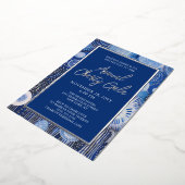 Blue Abstract Waterverf Charity Event Gala Party Folie Uitnodiging (Gedraaid)