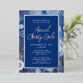 Blue Abstract Waterverf Charity Event Gala Party Folie Uitnodiging (Staand Voorkant)