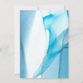 Blue Abstract Waterverf Double Gold Lijst Wedding Kaart (Achterkant)