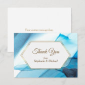 Blue Abstract Waterverf Double Lijst Wedding Bedankkaart (Voorkant / Achterkant)