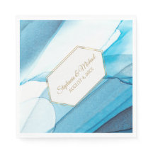 Blue Abstract Waterverf Double Lijst Wedding