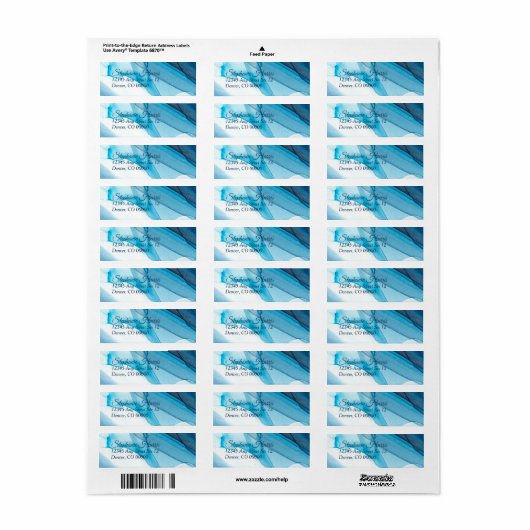 Blue Abstract Waterverf Return-adres Etiket (Full Sheet)