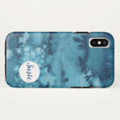 Blue abstract waterverf telefoongeval met naam Case-Mate iPhone case (Achterkant (horizontaal))