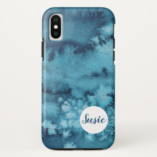 Blue abstract waterverf telefoongeval met naam Case-Mate iPhone case