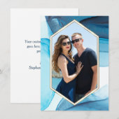 Blue Abstract Waterverf Wedding Bedankt Fotokaart Kaart (Voorkant / Achterkant)