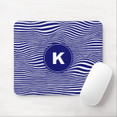 Blue Abstract Wave Lines Mousepad Muismat (Met muis)