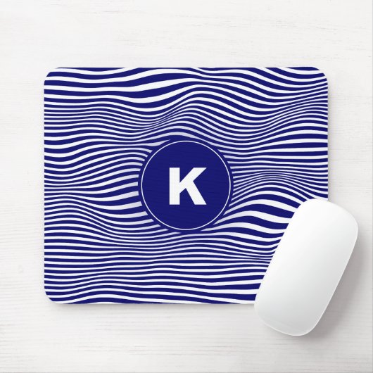 Blue Abstract Wave Lines Mousepad Muismat (Met muis)