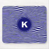 Blue Abstract Wave Lines Mousepad Muismat (Voorkant)