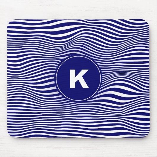 Blue Abstract Wave Lines Mousepad Muismat (Voorkant)