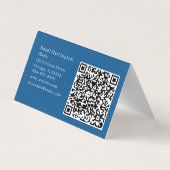 Blue Abstract Waves QR Code Gevouwen Visitekaartje (Achterkant)