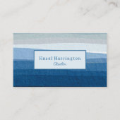 Blue Abstract Waves QR Code Visitekaartje Minimal (Voorkant)