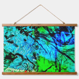 Blue abstract Wood Topped Wall Tapestry,Blue calm  Hangend Wandkleed