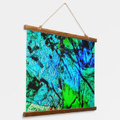 Blue abstract Wood Topped Wall Tapestry,Blue calm Hangend Wandkleed (Gebogen)